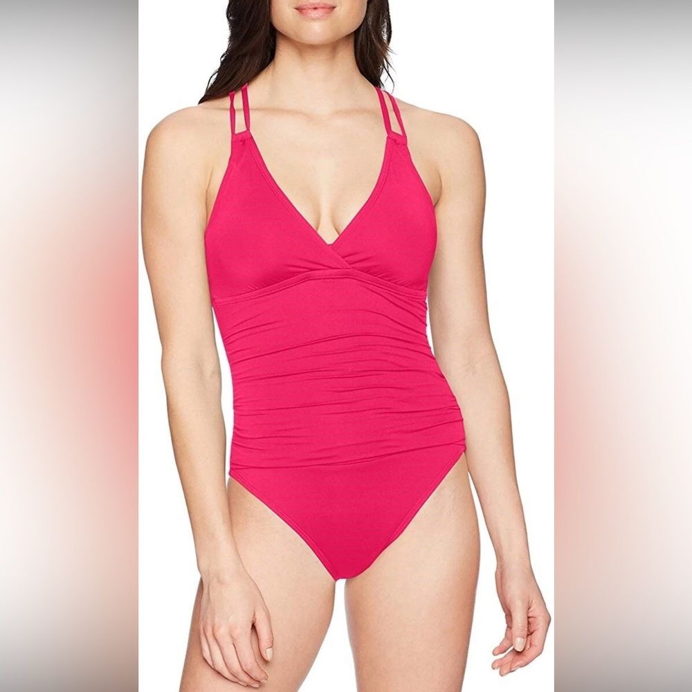 LA Blanca Island Goddess Pink Underwire Bikini One Piece Swimsuit Womens Size 12